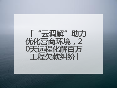 “云调解”助力优化营商环境，20天远程化解百万工程欠款纠纷