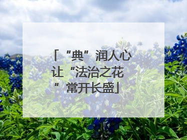“典”润人心 让“法治之花”常开长盛