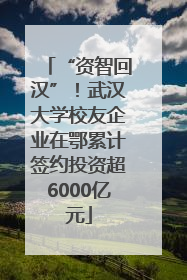 “资智回汉”！武汉大学校友企业在鄂累计签约投资超6000亿元