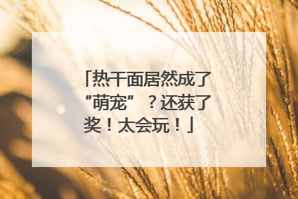 热干面居然成了“萌宠”？还获了奖！太会玩！