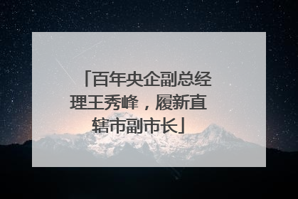百年央企副总经理王秀峰，履新直辖市副市长