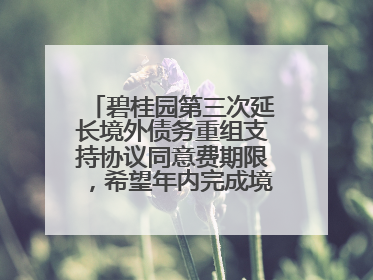 碧桂园第三次延长境外债务重组支持协议同意费期限，希望年内完成境外债务重组