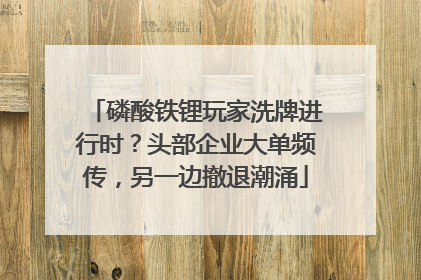 磷酸铁锂玩家洗牌进行时？头部企业大单频传，另一边撤退潮涌