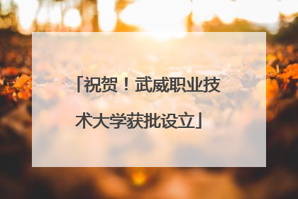 祝贺！武威职业技术大学获批设立