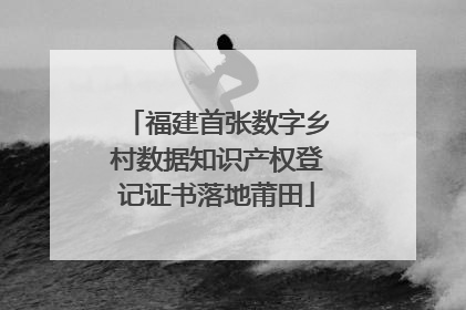 福建首张数字乡村数据知识产权登记证书落地莆田