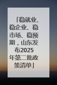 稳就业、稳企业、稳市场、稳预期，山东发布2025年第二批政策清单