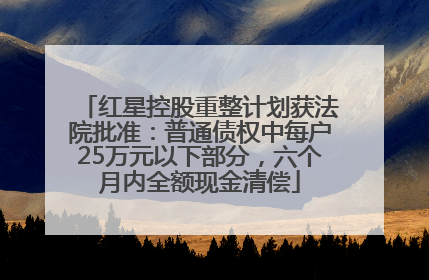 红星控股重整计划获法院批准：普通债权中每户25万元以下部分，六个月内全额现金清偿