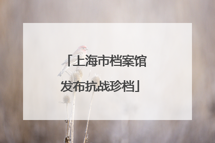 上海市档案馆发布抗战珍档
