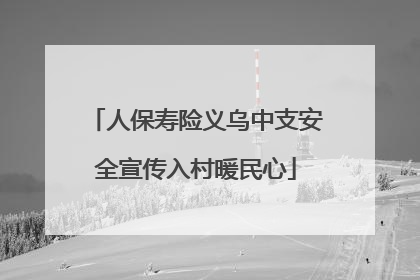 人保寿险义乌中支安全宣传入村暖民心