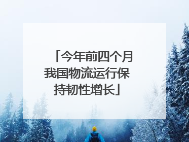 今年前四个月我国物流运行保持韧性增长