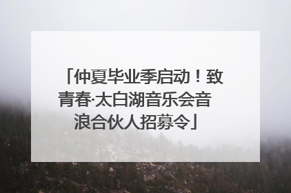仲夏毕业季启动！致青春·太白湖音乐会音浪合伙人招募令