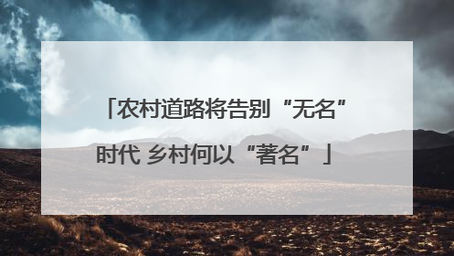 农村道路将告别“无名”时代 乡村何以“著名”