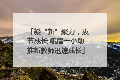 凝“新”聚力，拔节成长 峨眉一小助推新教师迅速成长