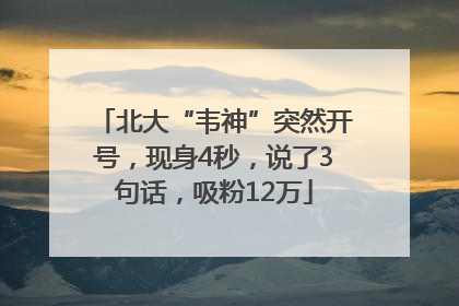 北大“韦神”突然开号，现身4秒，说了3句话，吸粉12万