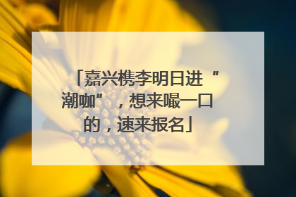 嘉兴槜李明日进“潮咖”，想来嘬一口的，速来报名