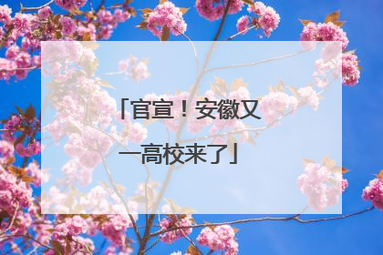 官宣！安徽又一高校来了
