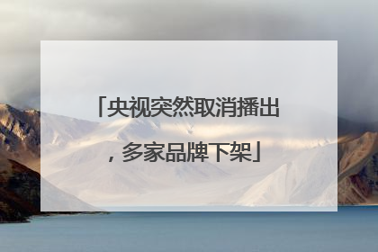 央视突然取消播出，多家品牌下架