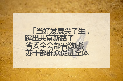 当好发展尖子生，蹚出共富新路子——省委全会部署激励江苏干部群众促进全体人民共同富裕
