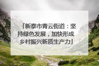 新泰市青云街道：坚持绿色发展，加快形成乡村振兴新质生产力