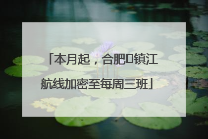 本月起，合肥⇋镇江航线加密至每周三班