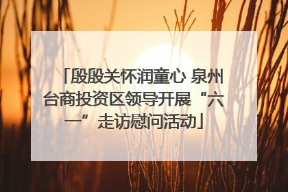 殷殷关怀润童心 泉州台商投资区领导开展“六一”走访慰问活动