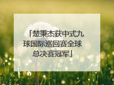 楚秉杰获中式九球国际巡回赛全球总决赛冠军