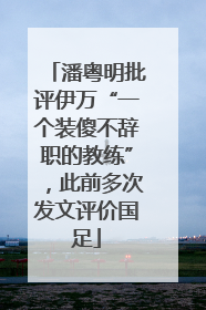 潘粤明批评伊万“一个装傻不辞职的教练”，此前多次发文评价国足