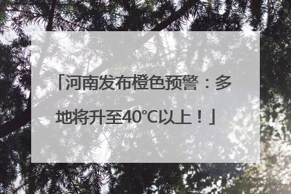 河南发布橙色预警：多地将升至40℃以上！