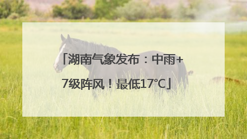 湖南气象发布：中雨+7级阵风！最低17℃