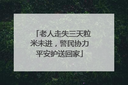 老人走失三天粒米未进，警民协力平安护送回家