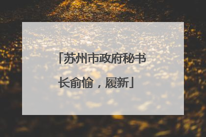 苏州市政府秘书长俞愉，履新