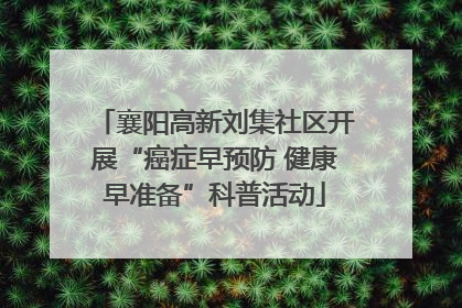 襄阳高新刘集社区开展“癌症早预防 健康早准备”科普活动