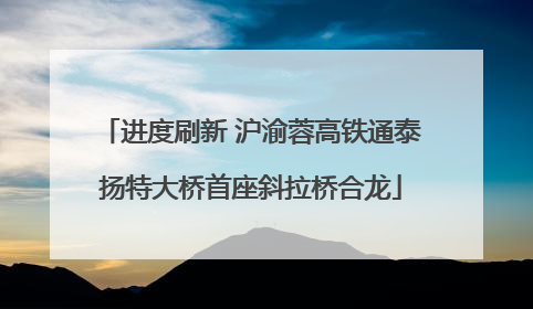 进度刷新 沪渝蓉高铁通泰扬特大桥首座斜拉桥合龙