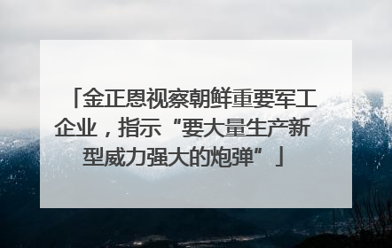 金正恩视察朝鲜重要军工企业，指示“要大量生产新型威力强大的炮弹”