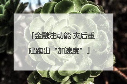金融注动能 灾后重建跑出“加速度”