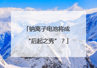 钠离子电池将成“后起之秀”？
