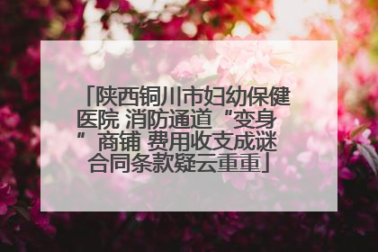 陕西铜川市妇幼保健医院 消防通道“变身”商铺 费用收支成谜 合同条款疑云重重