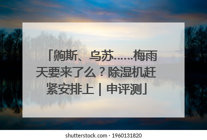 齁斯、乌苏……梅雨天要来了么？除湿机赶紧安排上｜申评测